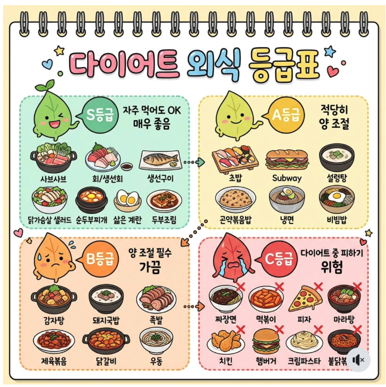 다이어트 외식 등급표